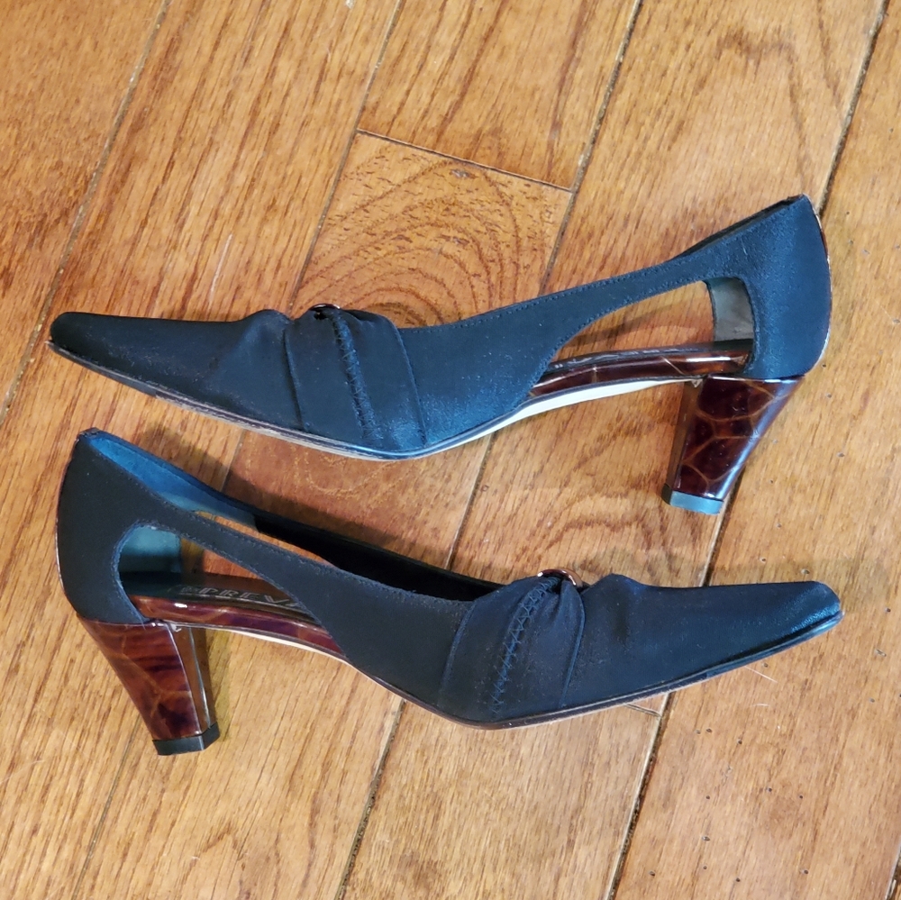 Prevata Womens Italian Heels Faux Tortoise Shell Pointed Toe Leather Sole 6 AA